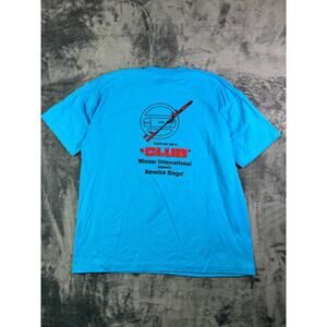 Vintage The Club Promo T-Shirt XL Blue America Sings Steering Lock Car Safety Ad